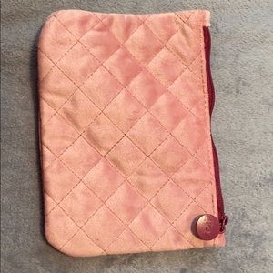 blush pink velvet makeup bag